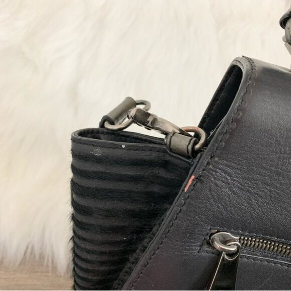 Zac Posen Eartha Bag Colorblock Leather Satchel Top Handle Black Grey - Picture 16 of 16